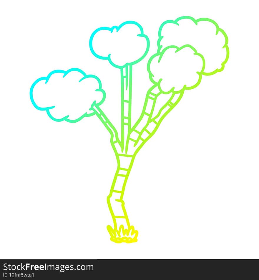 Cold Gradient Line Drawing Cartoon Sparse Tree