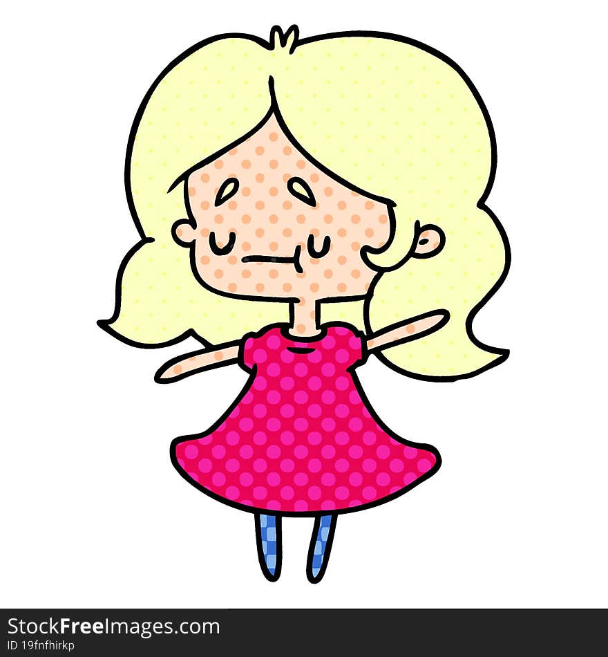 cartoon illustration of a cute kawaii girl. cartoon illustration of a cute kawaii girl