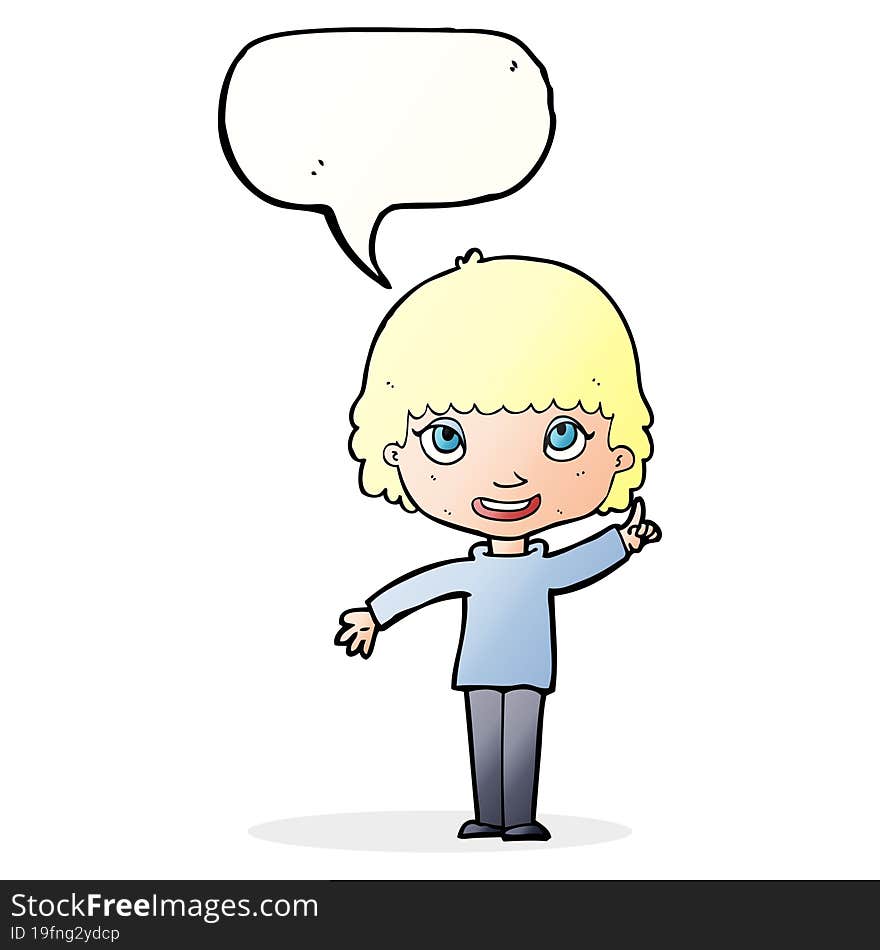 cartoon woman with idea with speech bubble