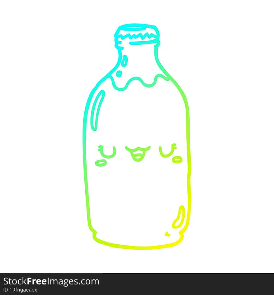 cold gradient line drawing cute cartoon milk bottle