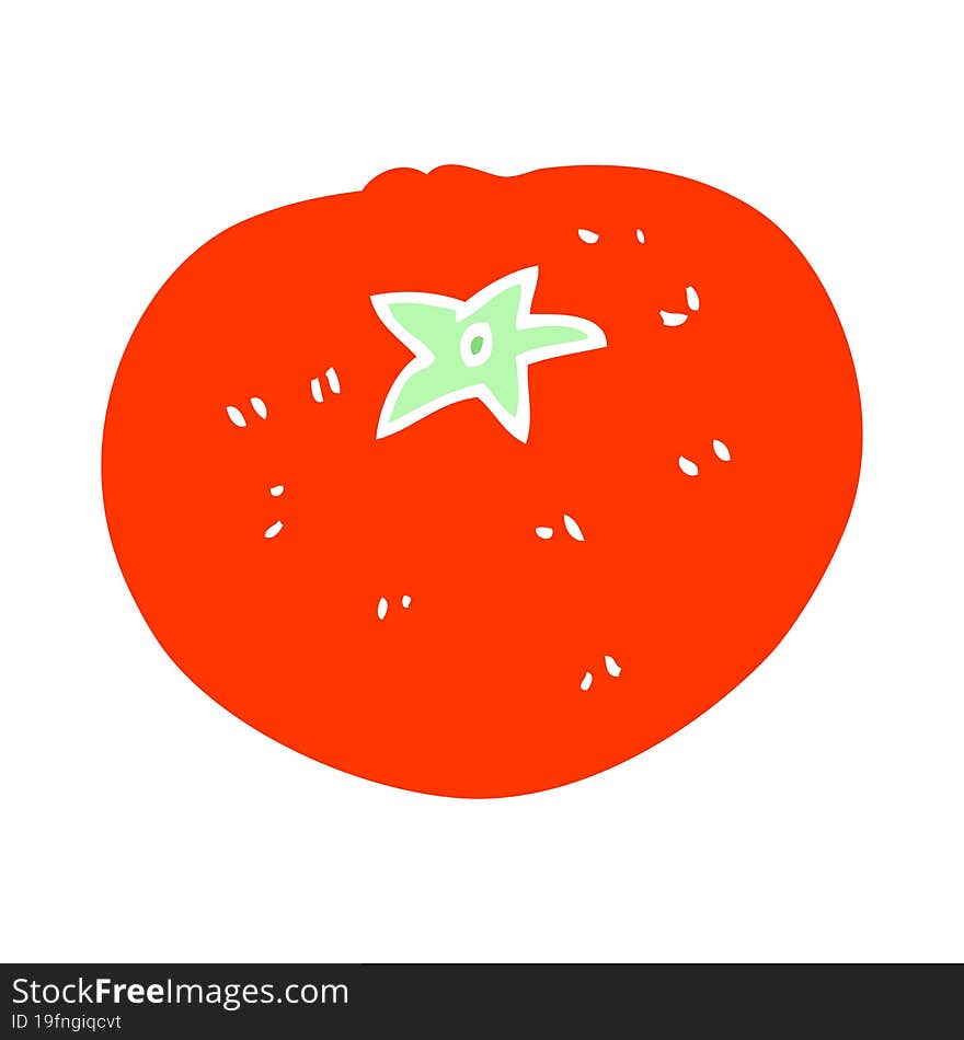 flat color illustration of a cartoon tomato