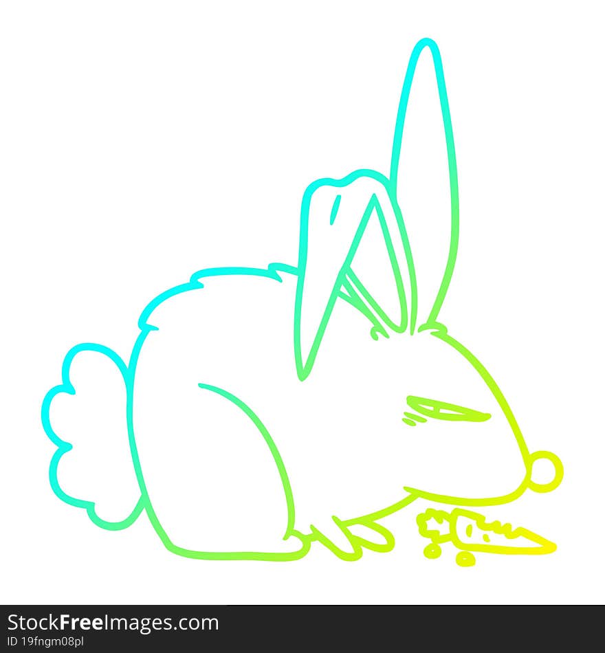 cold gradient line drawing of a cartoon annoyed rabbit