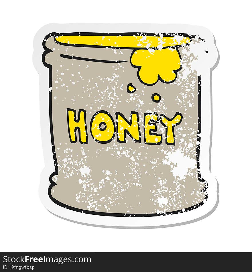 retro distressed sticker of a cartoon honey pot