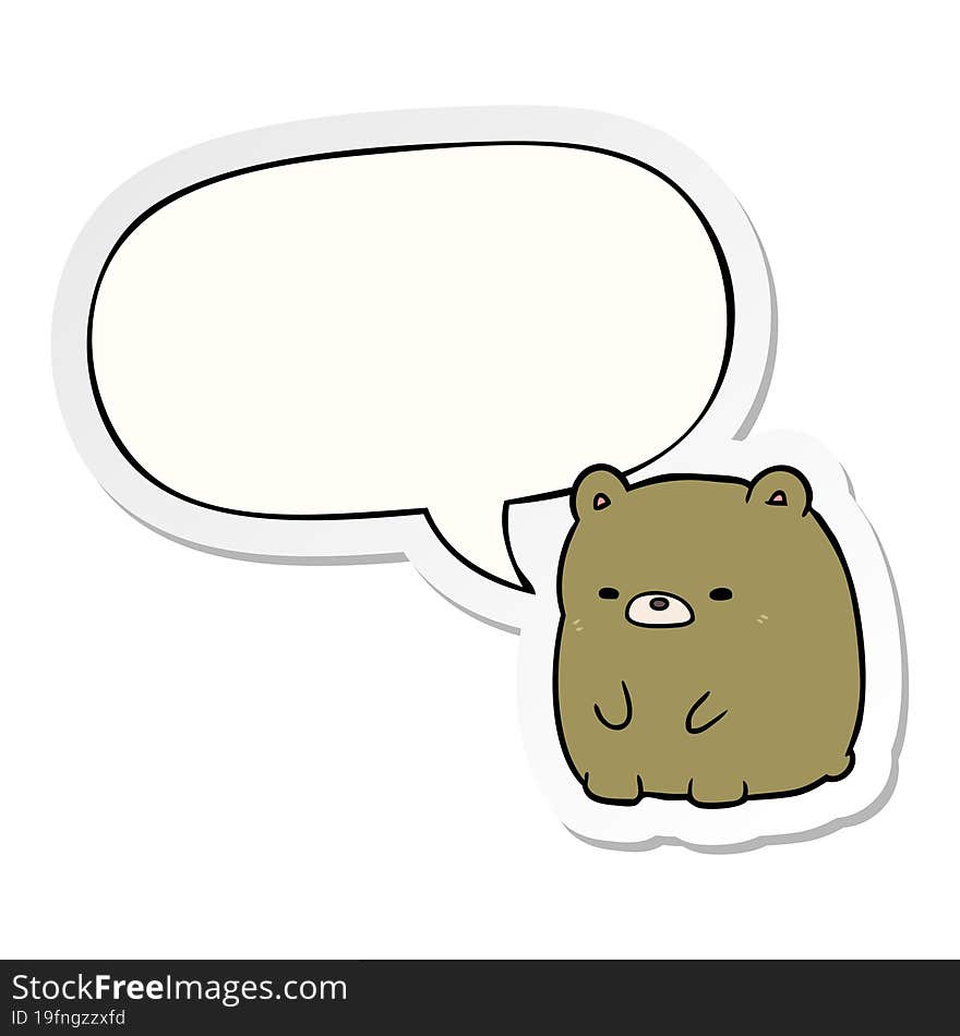 cute cartoon sad bear with speech bubble sticker