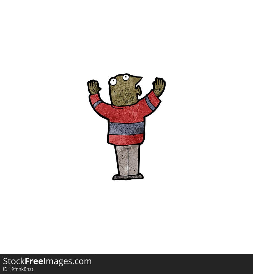 cartoon man surrendering