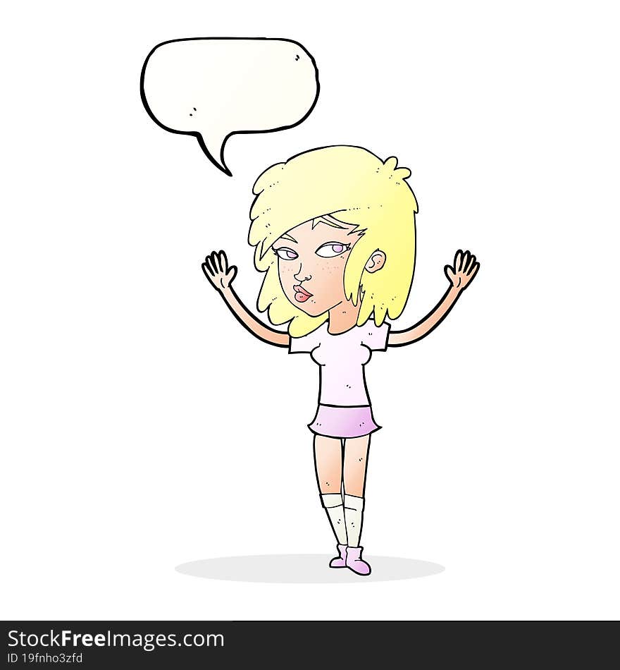 Cartoon Pretty Girl With Speech Bubble