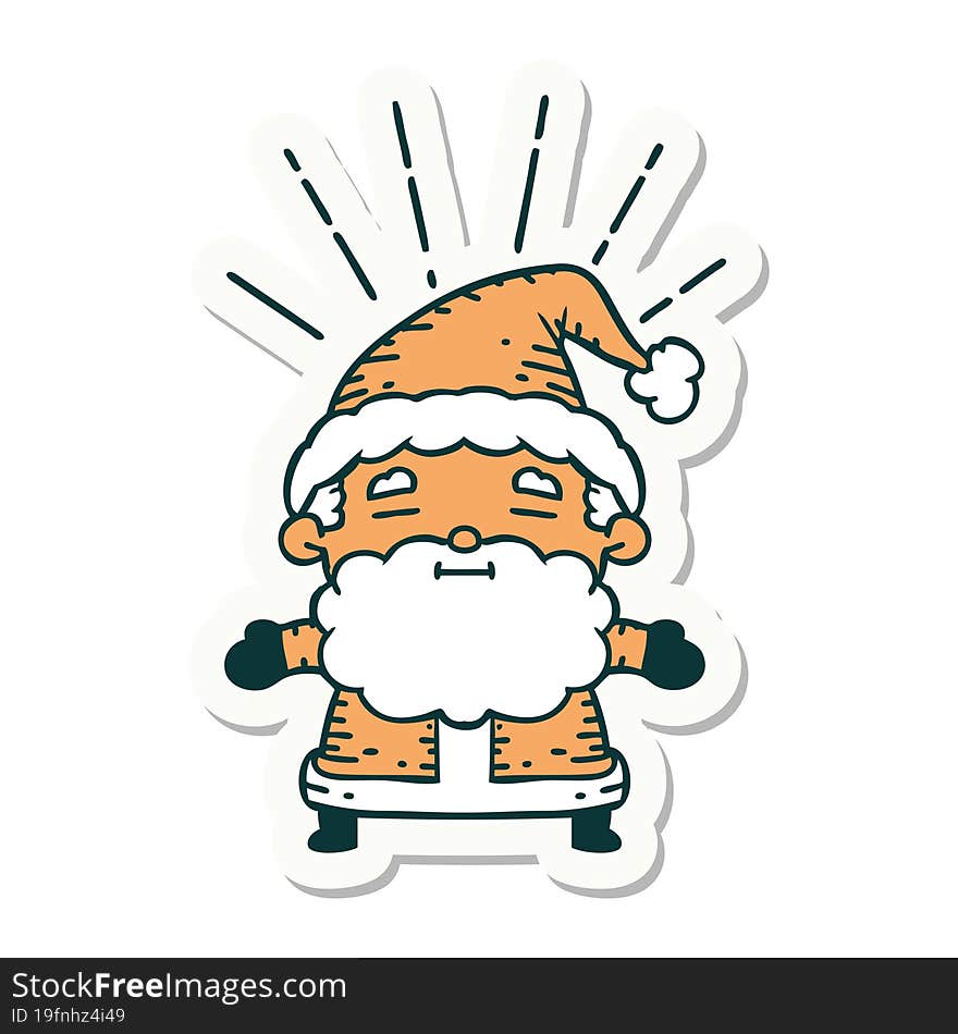 Sticker Of Tattoo Style Santa Claus Christmas Character