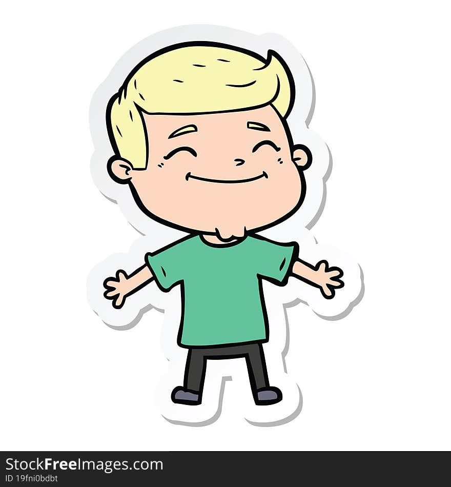 Sticker Of A Happy Cartoon Man With Open Arms