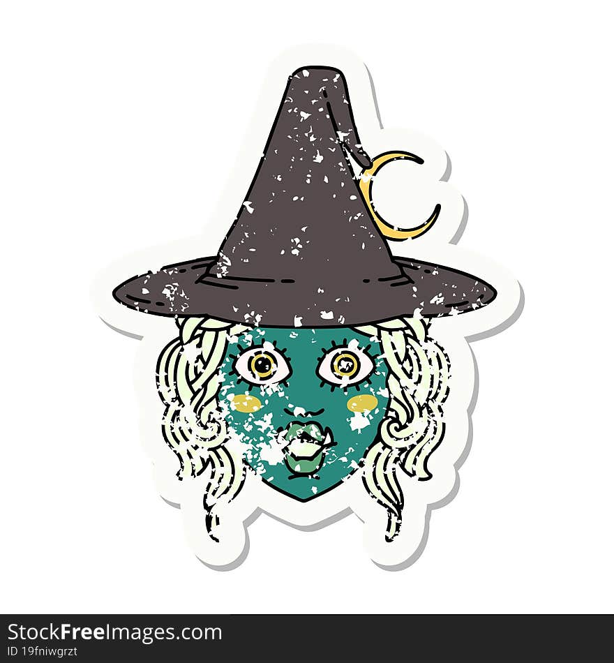 Half Orc Witch Character Face Illustration