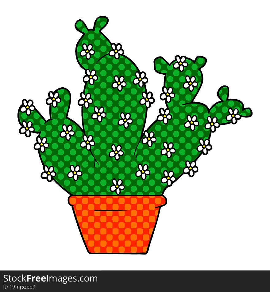 cartoon potted cactus. cartoon potted cactus