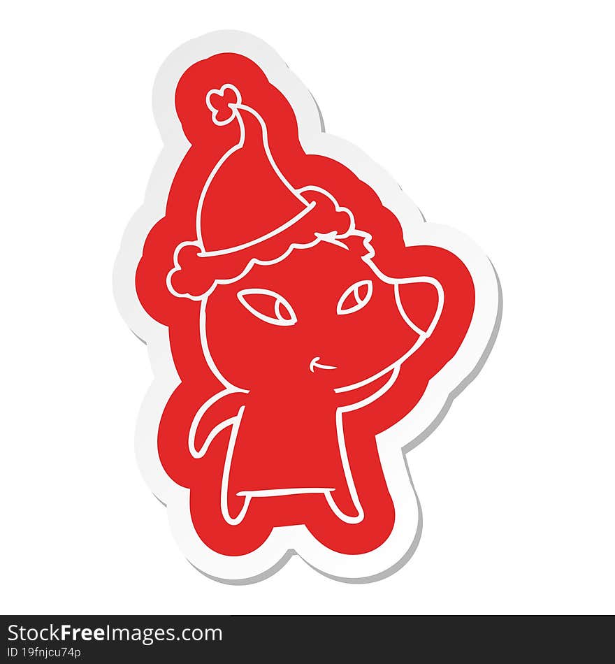 cute cartoon  sticker of a bear wearing santa hat