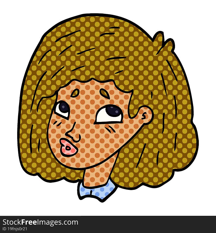 Cartoon Doodle Face Of A Girl