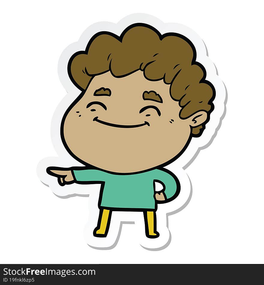 sticker of a cartoon friendly man