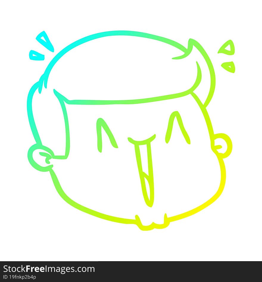 cold gradient line drawing happy cartoon male face