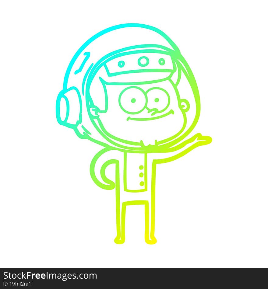 cold gradient line drawing happy astronaut cartoon