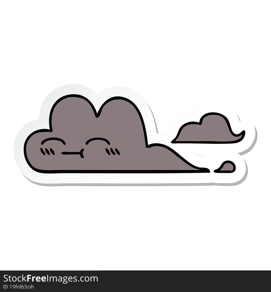 Sticker Of A Cute Cartoon Storm Cloud