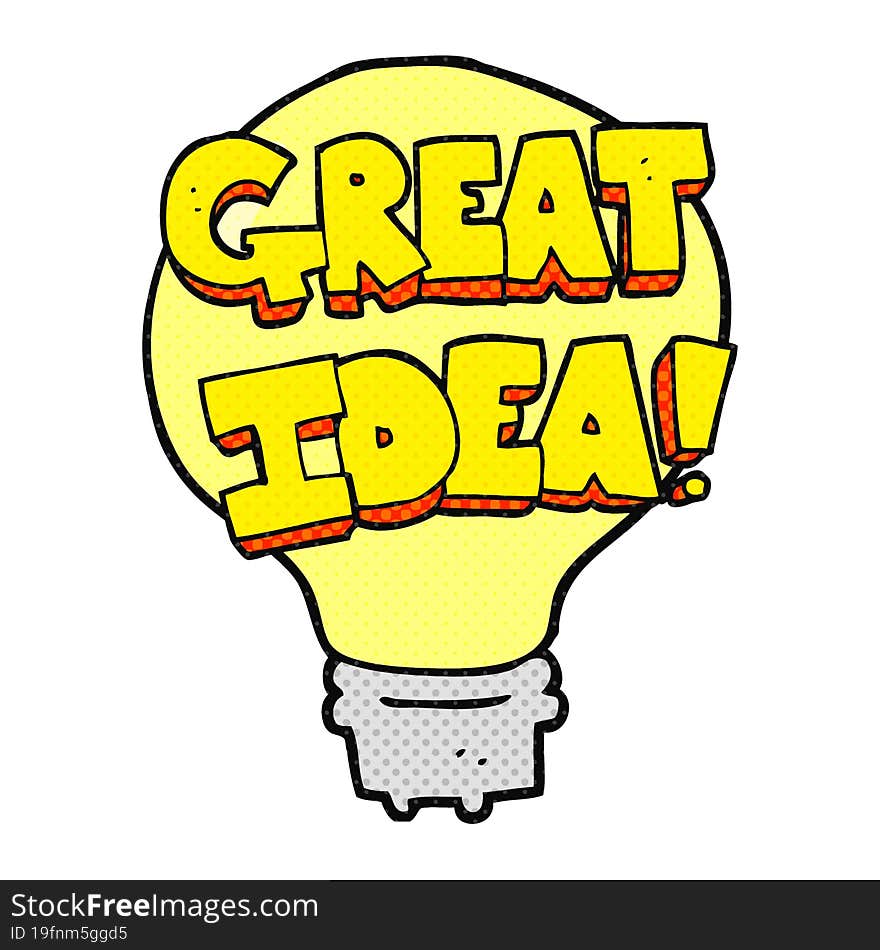 cartoon great idea light bulb symbol