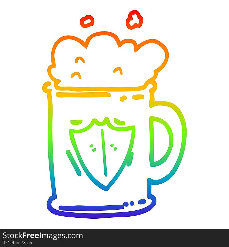 rainbow gradient line drawing cartoon tankard