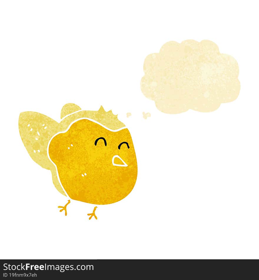 cartoon bird with thought bubble