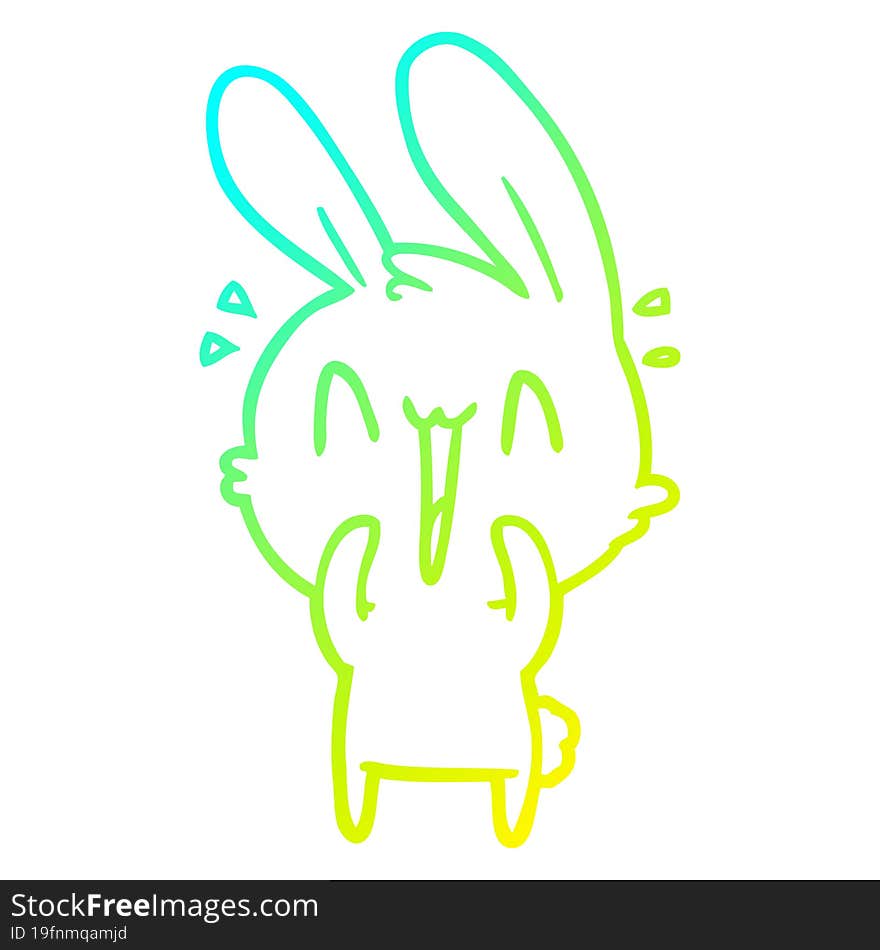 cold gradient line drawing of a cute cartoon rabbit