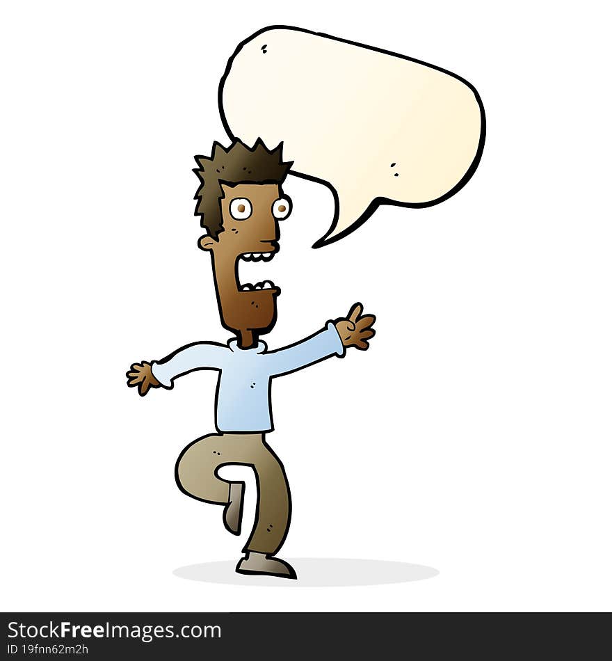 Cartoon Shrieking Man With Speech Bubble