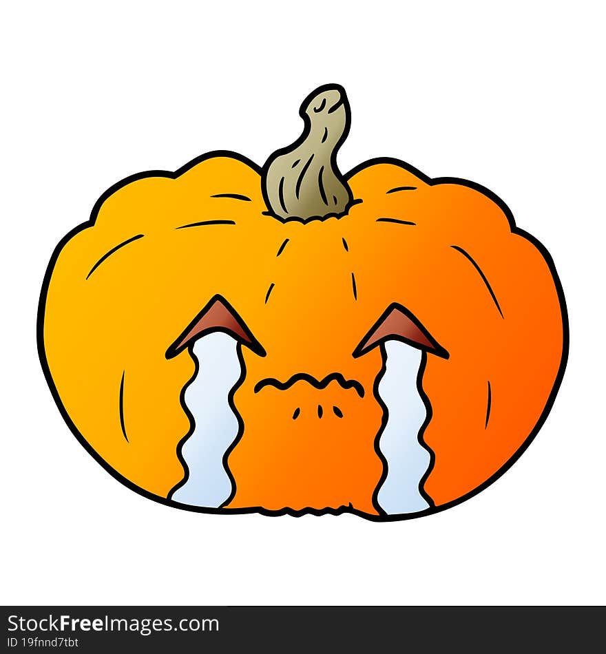 cartoon crying halloween pumpkin. cartoon crying halloween pumpkin