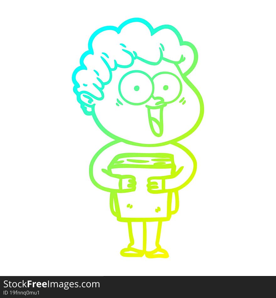 Cold Gradient Line Drawing Cartoon Happy Man