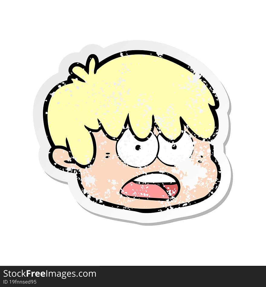 distressed sticker of a cartoon male face