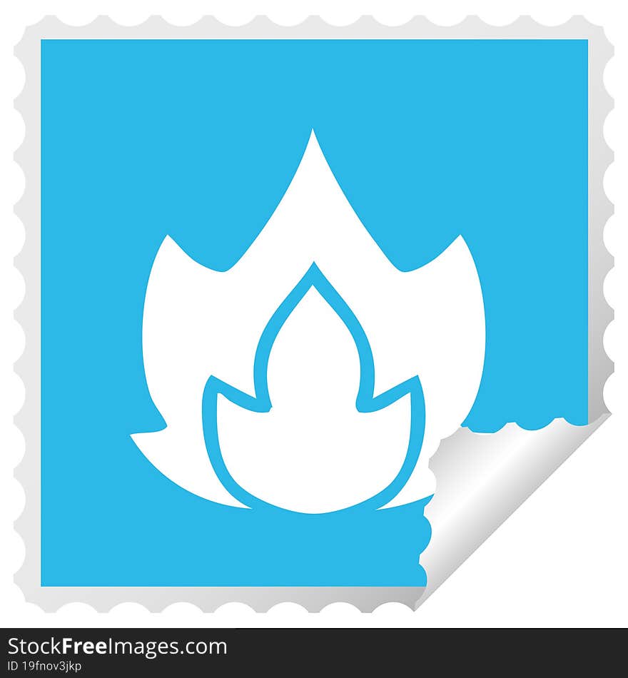 square peeling sticker cartoon fire