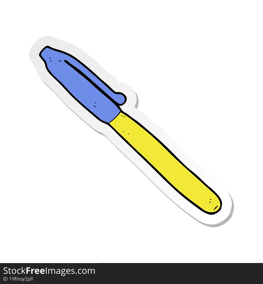 Sticker Of A Cartoon Pen