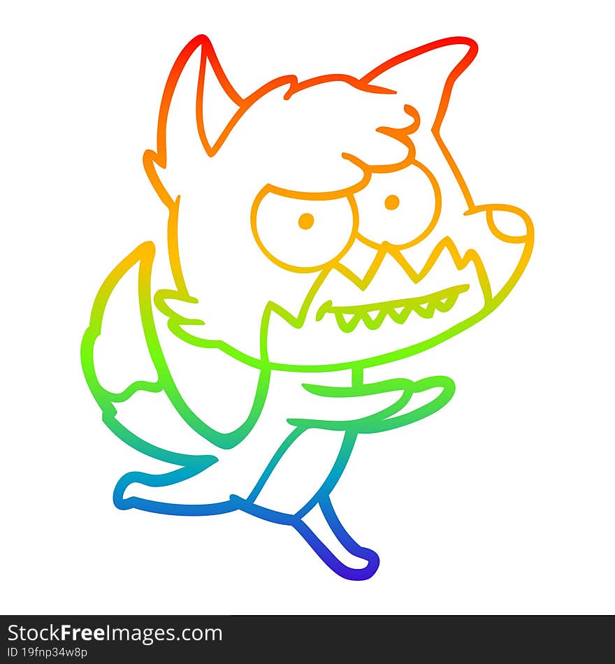 rainbow gradient line drawing cartoon grinning fox