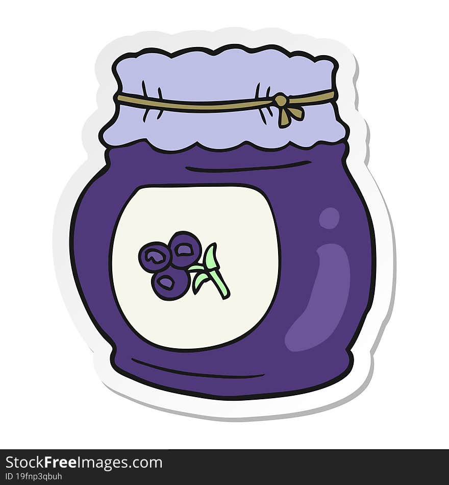 Sticker Of A Cartoon Blueberry Jam