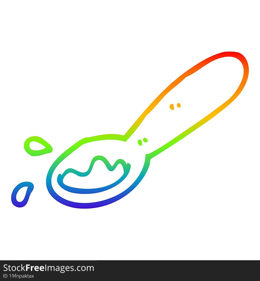 rainbow gradient line drawing cartoon ladle of food