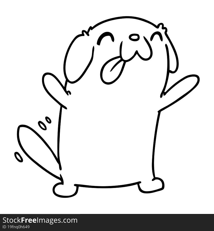 Line Drawing Kawaii Of A Cute Dog