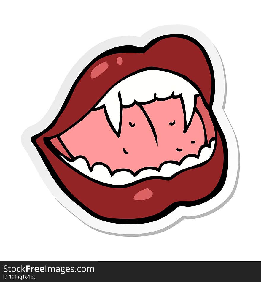 sticker of a cartoon vampire lips