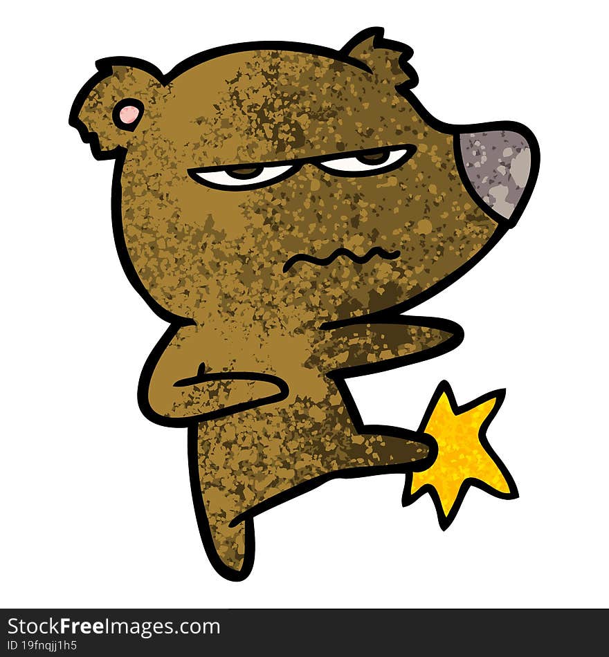 angry bear cartoon kicking. angry bear cartoon kicking