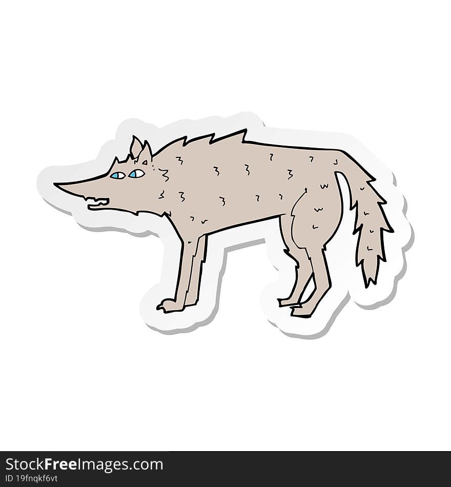 sticker of a cartoon wolf