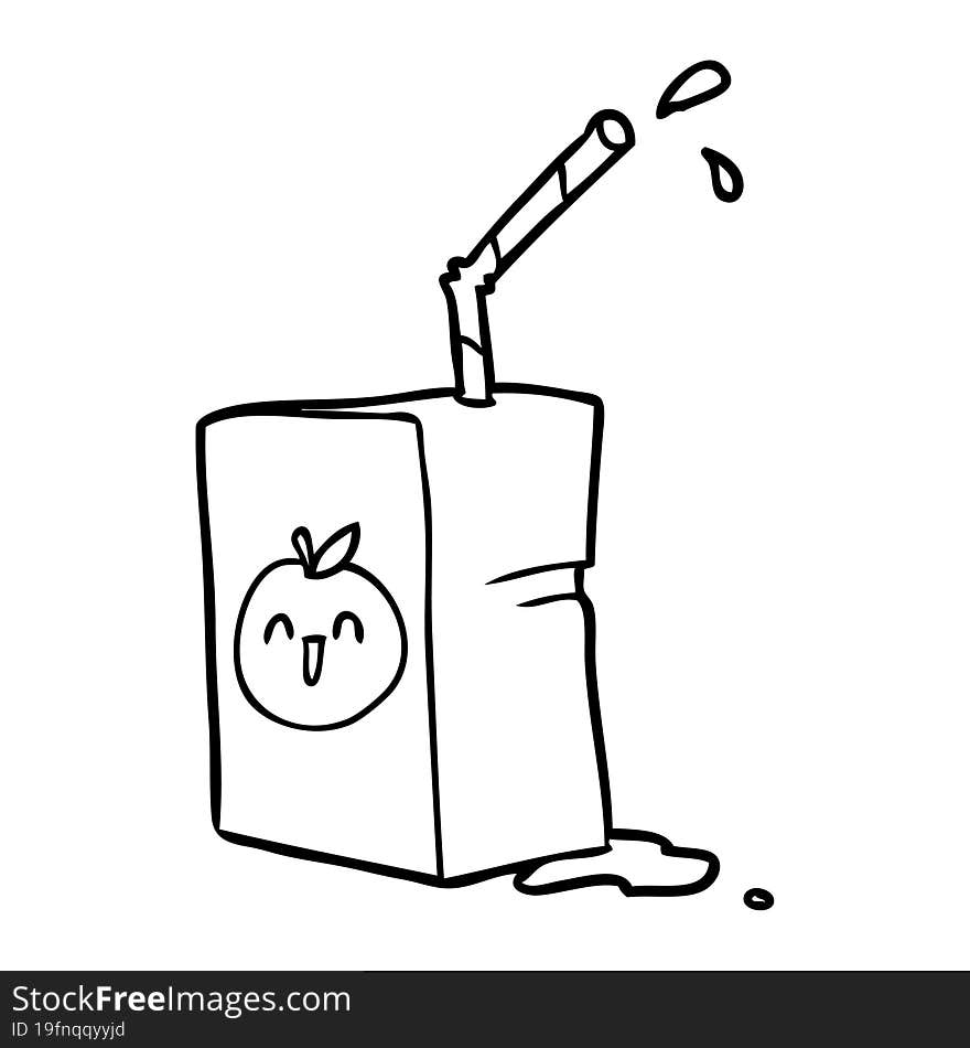 line drawing of a apple juice box. line drawing of a apple juice box