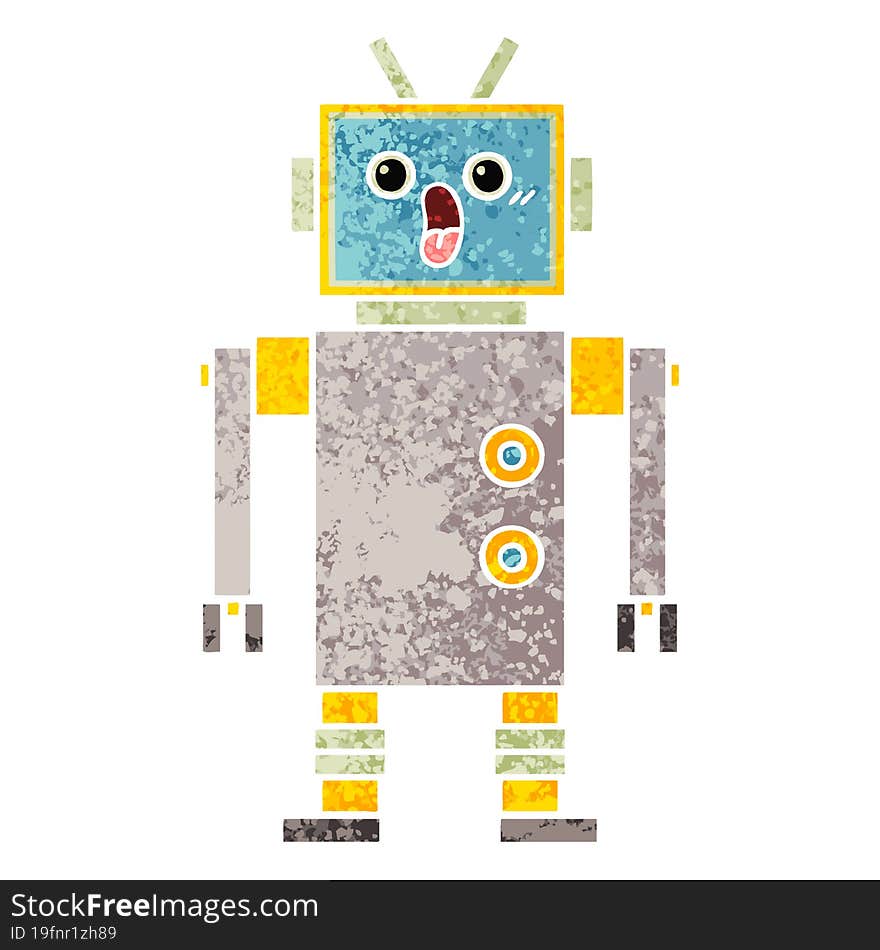 Retro Illustration Style Cartoon Robot