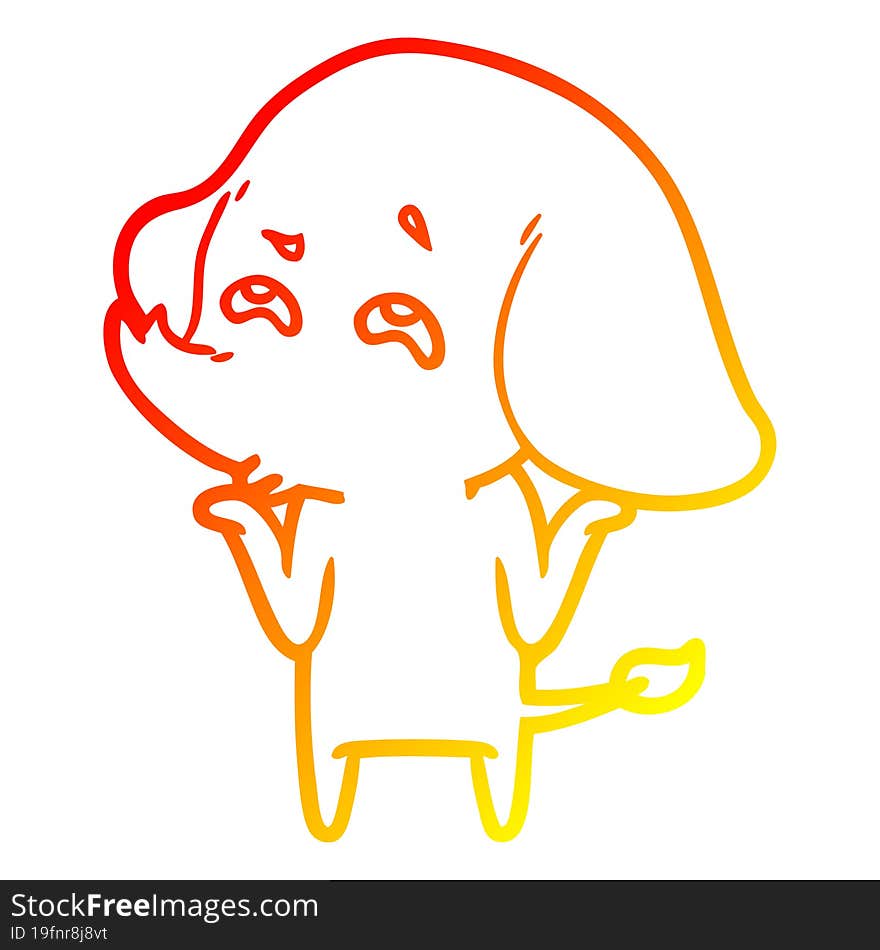 warm gradient line drawing cartoon elephant remembering