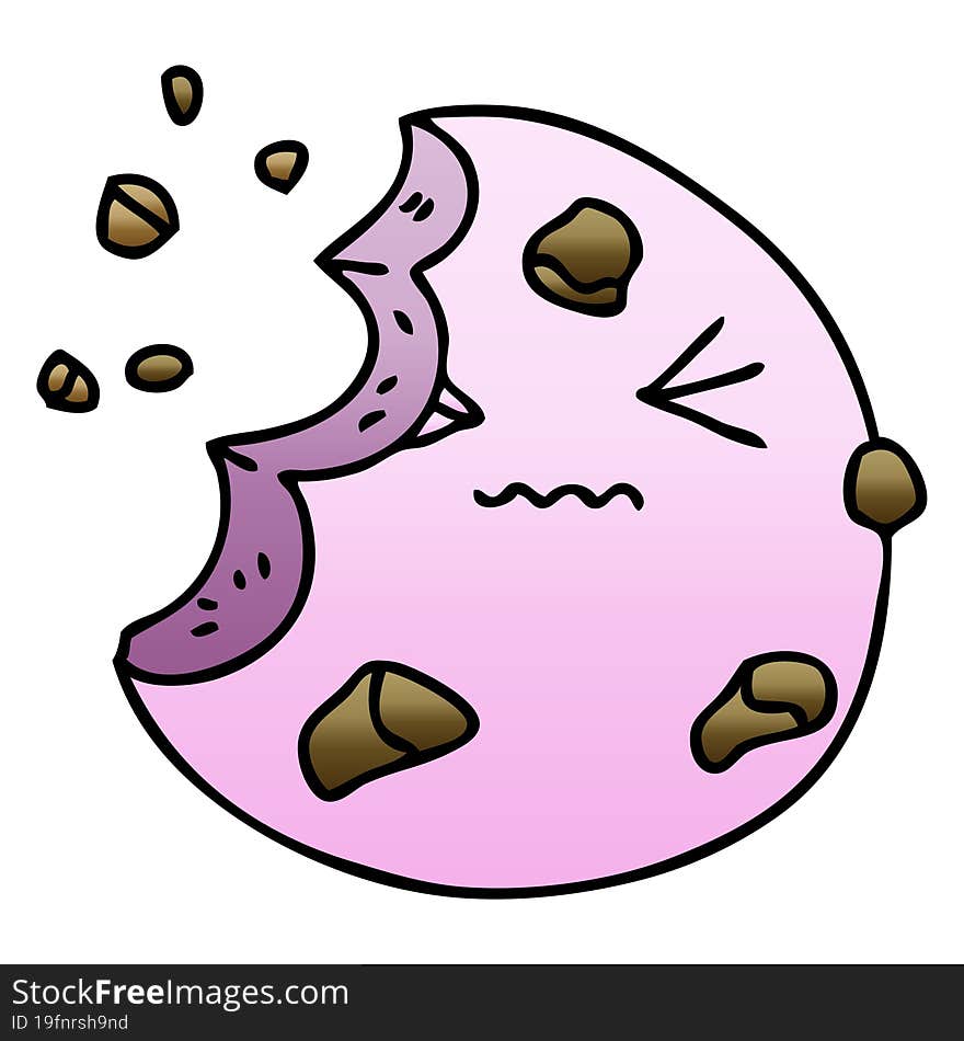 Quirky Gradient Shaded Cartoon Munched Cookie