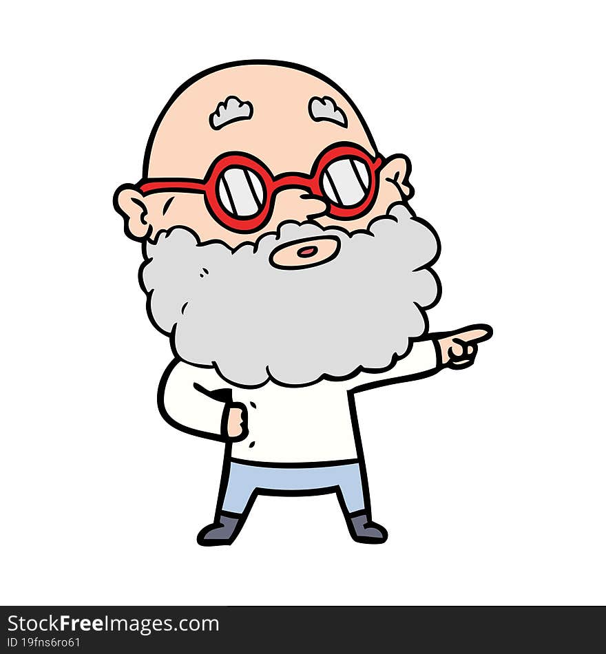 cartoon curious man with beard and glasses. cartoon curious man with beard and glasses