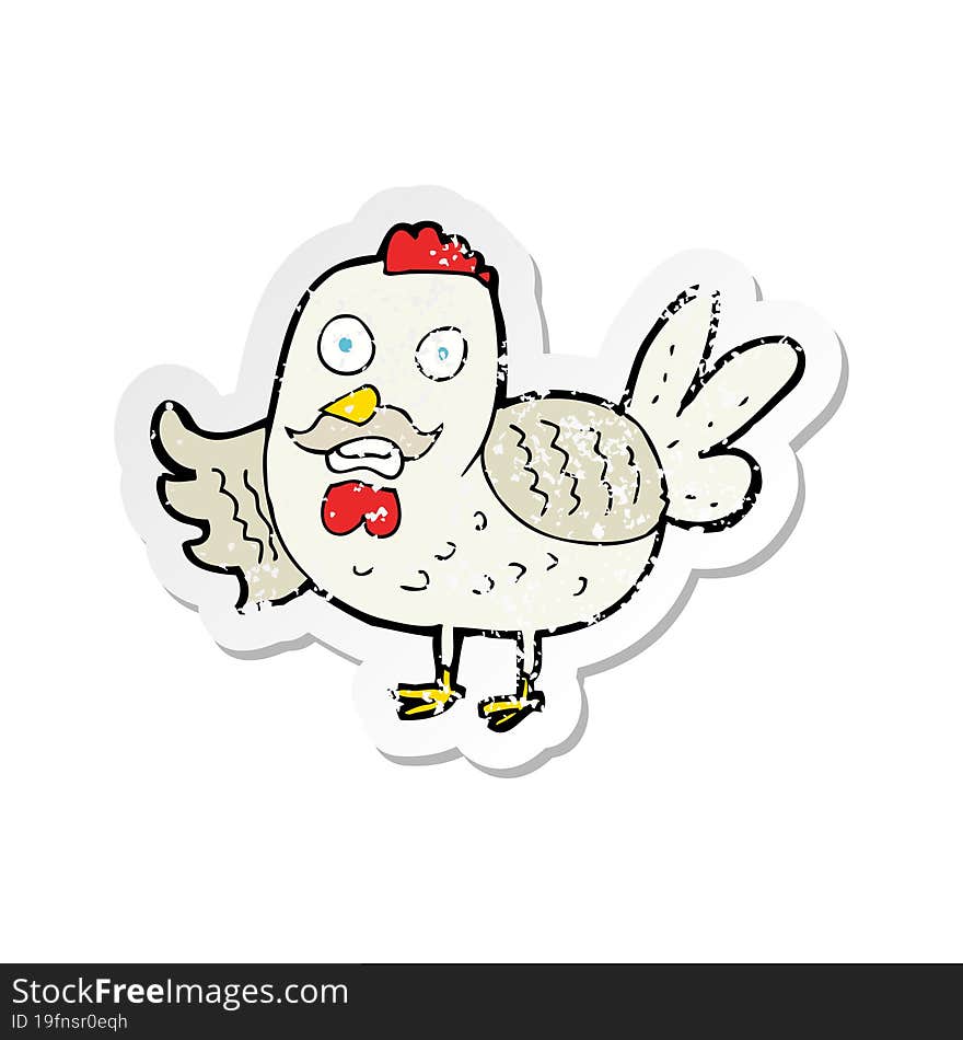 retro distressed sticker of a cartoon old rooster