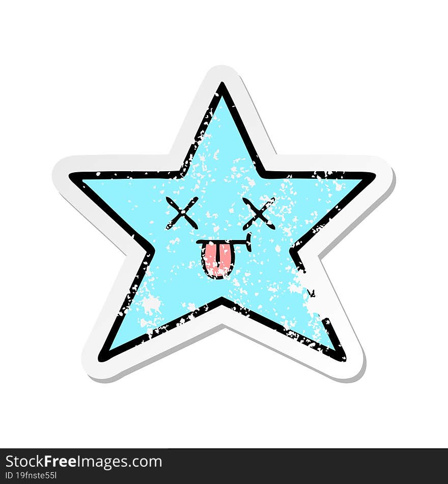 distressed sticker of a cute cartoon star fish