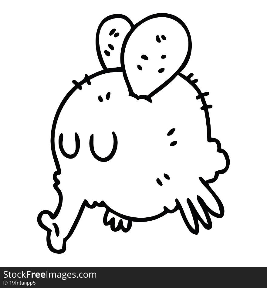 line drawing quirky cartoon fly. line drawing quirky cartoon fly