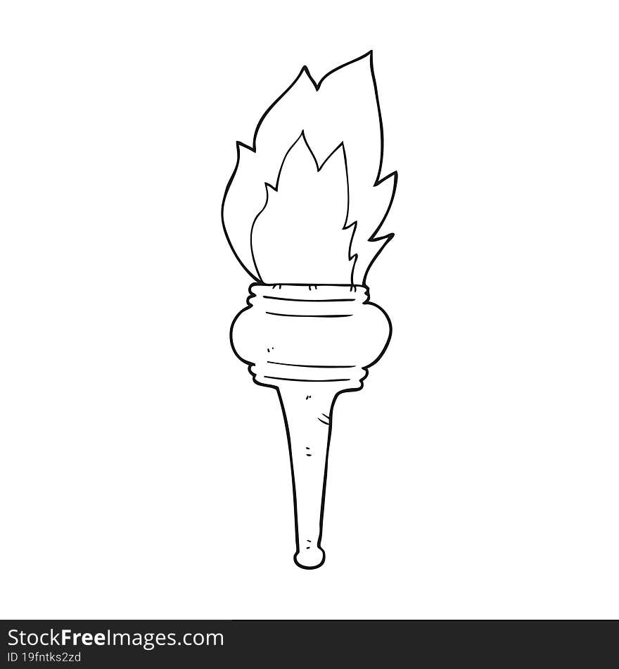 black and white cartoon flaming torch