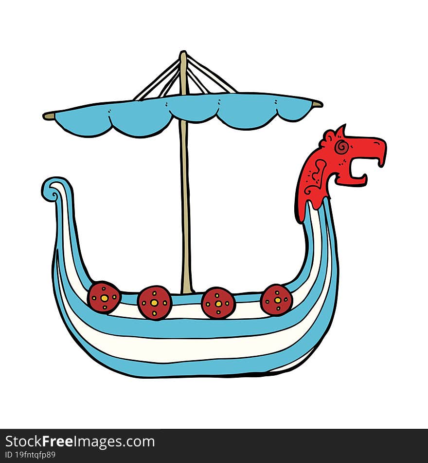 cartoon viking ship