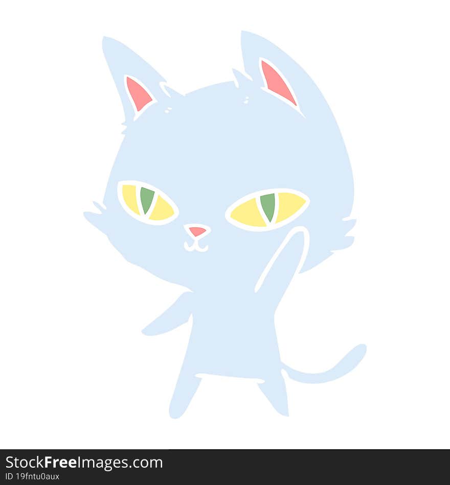 flat color style cartoon cat waving