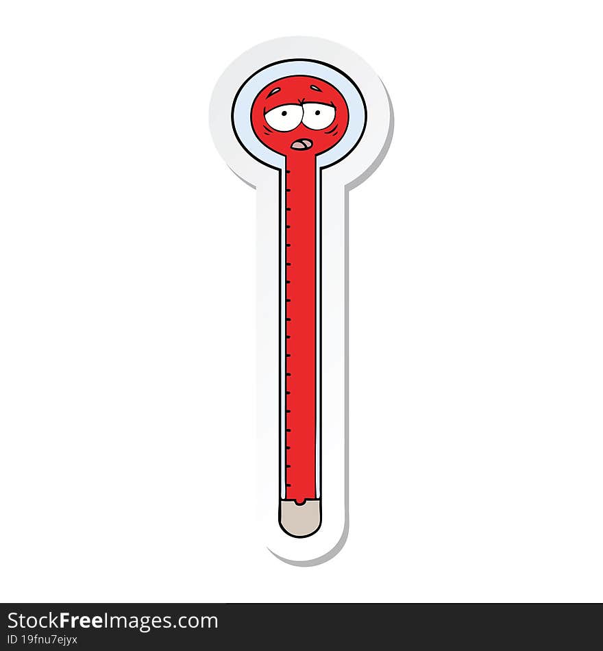 sticker of a cartoon thermometer