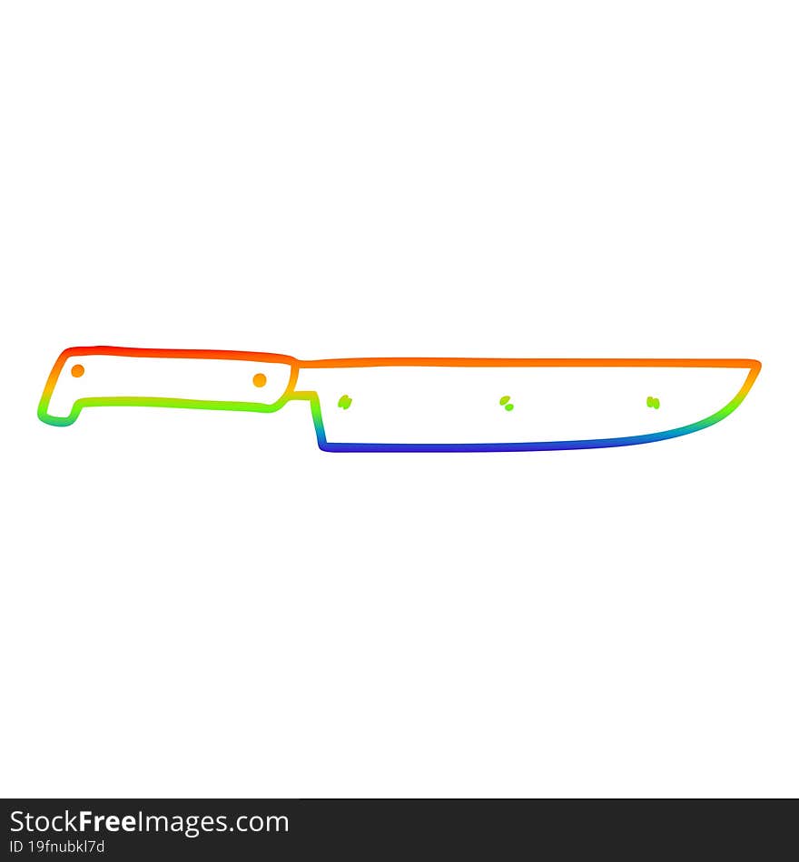 rainbow gradient line drawing cartoon kitchen knife